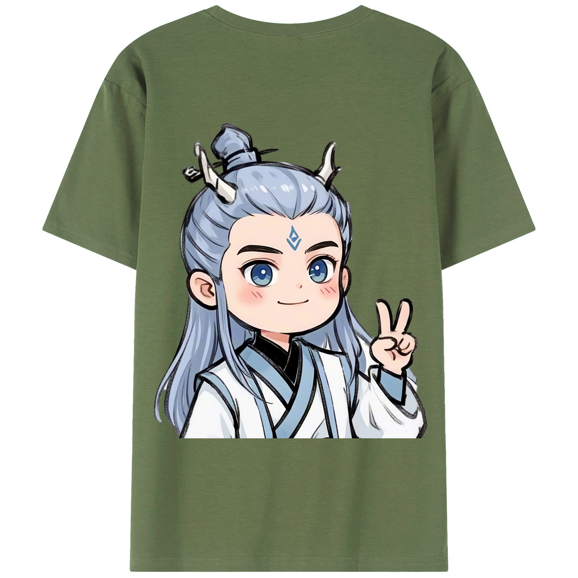 （画像用） Ne Zha 2 ナタ 魔童の大暴れ 綿100％ メンズ半袖Tシャツ（バックプリント） 通気性